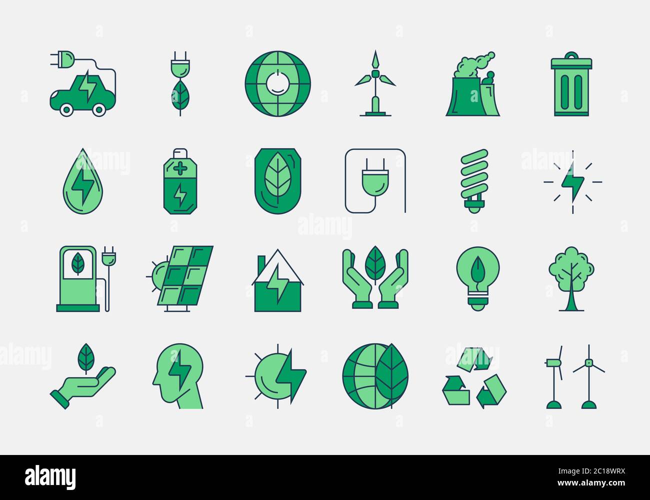 Icônes ECO à contour vert Illustration de Vecteur