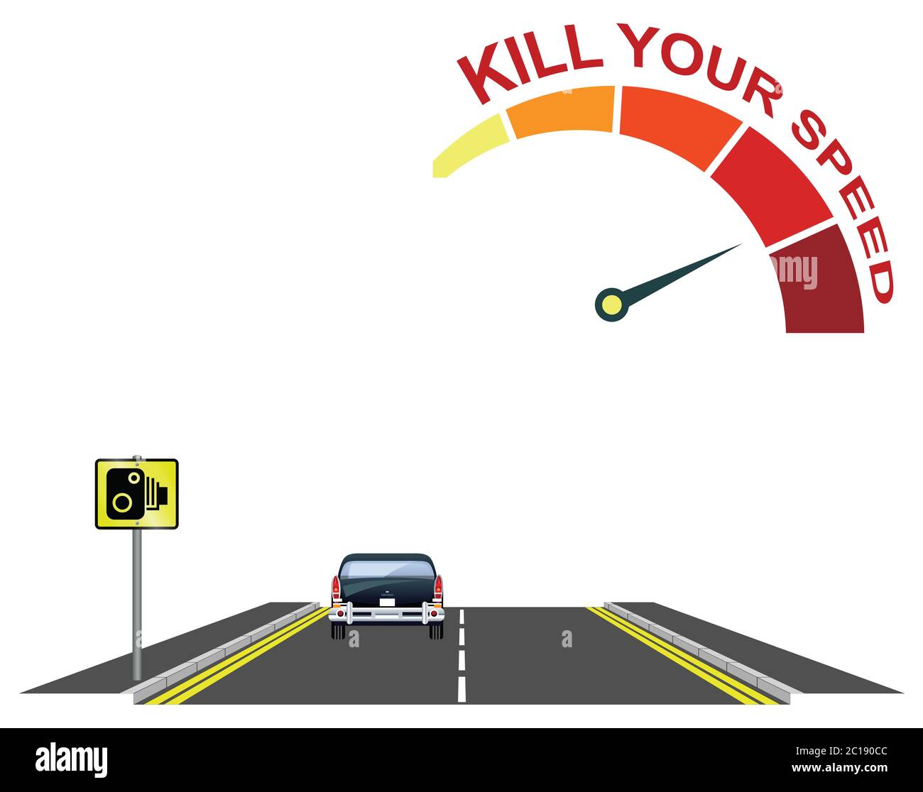 Tuez votre vitesse information publique message de sensibilisation à la sécurité routière isolé sur fond blanc Banque D'Images