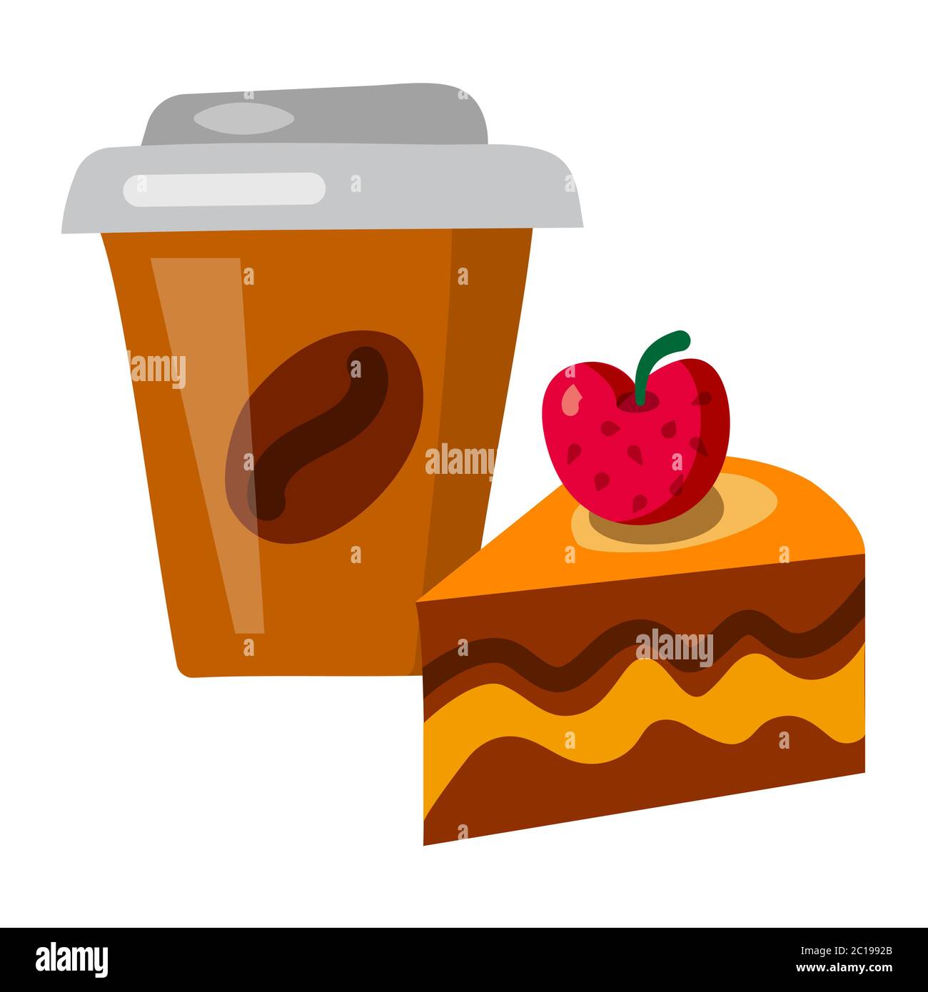 illustration de la tasse à café avec une tranche de tarte Illustration de Vecteur illustration de la tasse à café avec une tranche de tarte Illustration de Vecteur