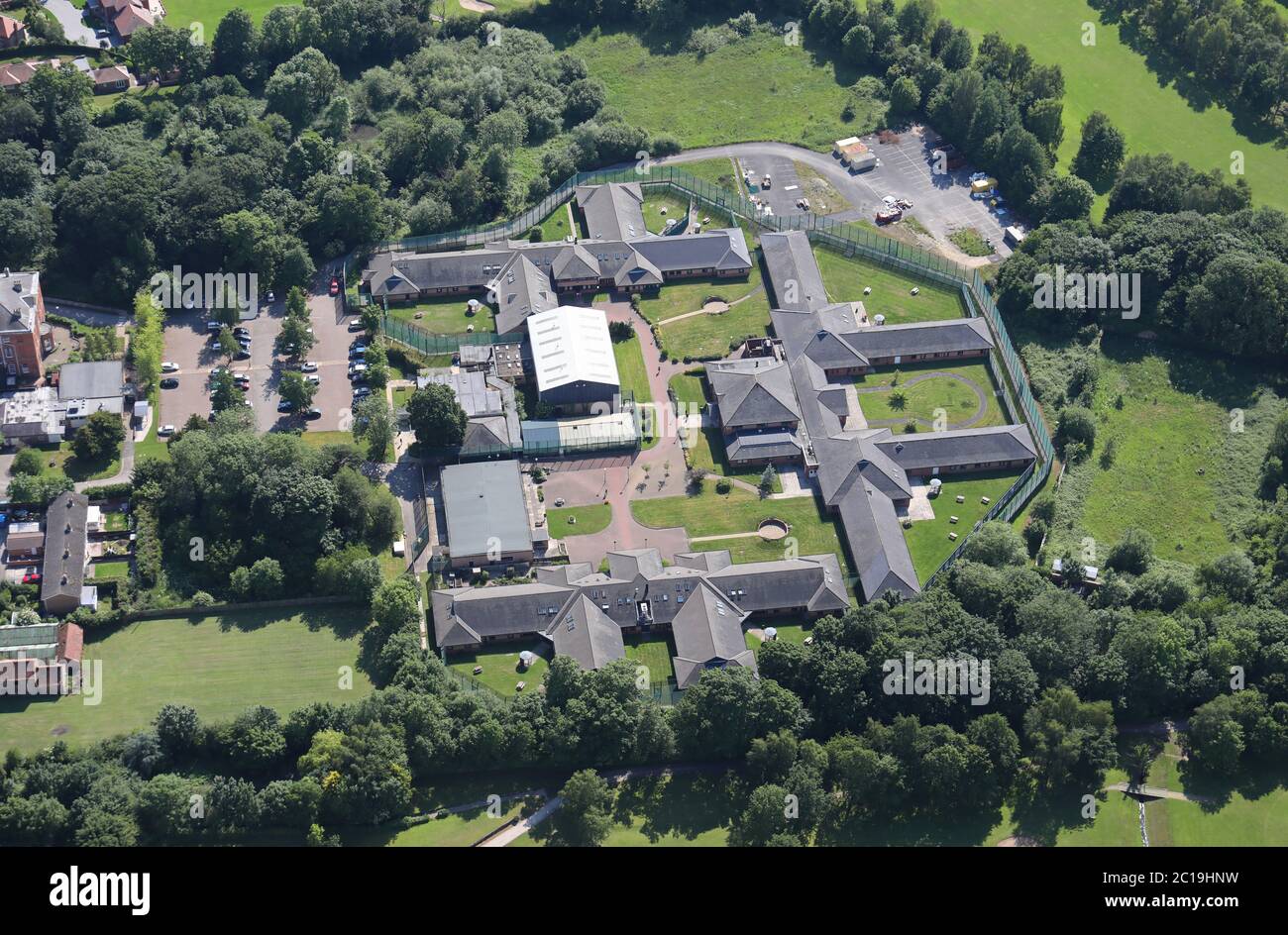 Vue aérienne de l'hôpital psychiatrique Stockton Hall, York, Royaume-Uni Banque D'Images