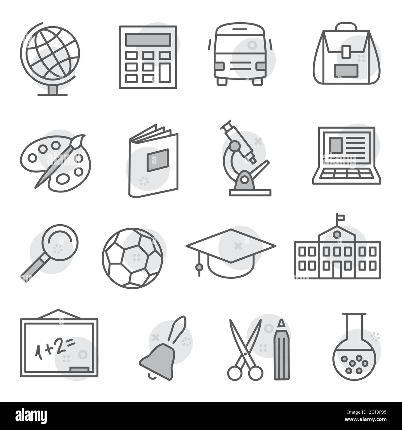 L'école et l'éducation des icônes sur fond blanc Illustration de Vecteur