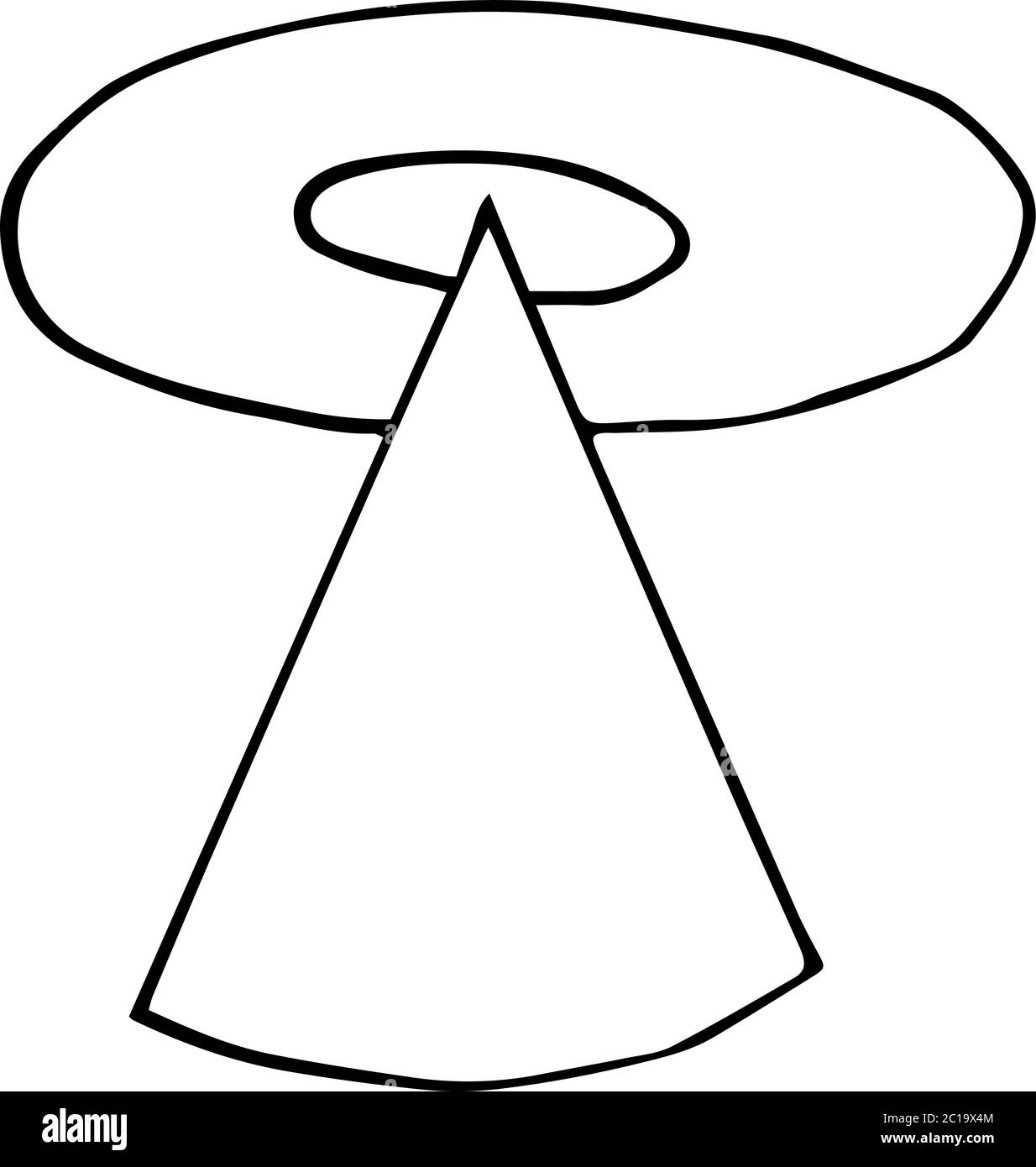 Isolé sur fond blanc un objet volant non identifié, dessin à la main, vecteur Illustration de Vecteur