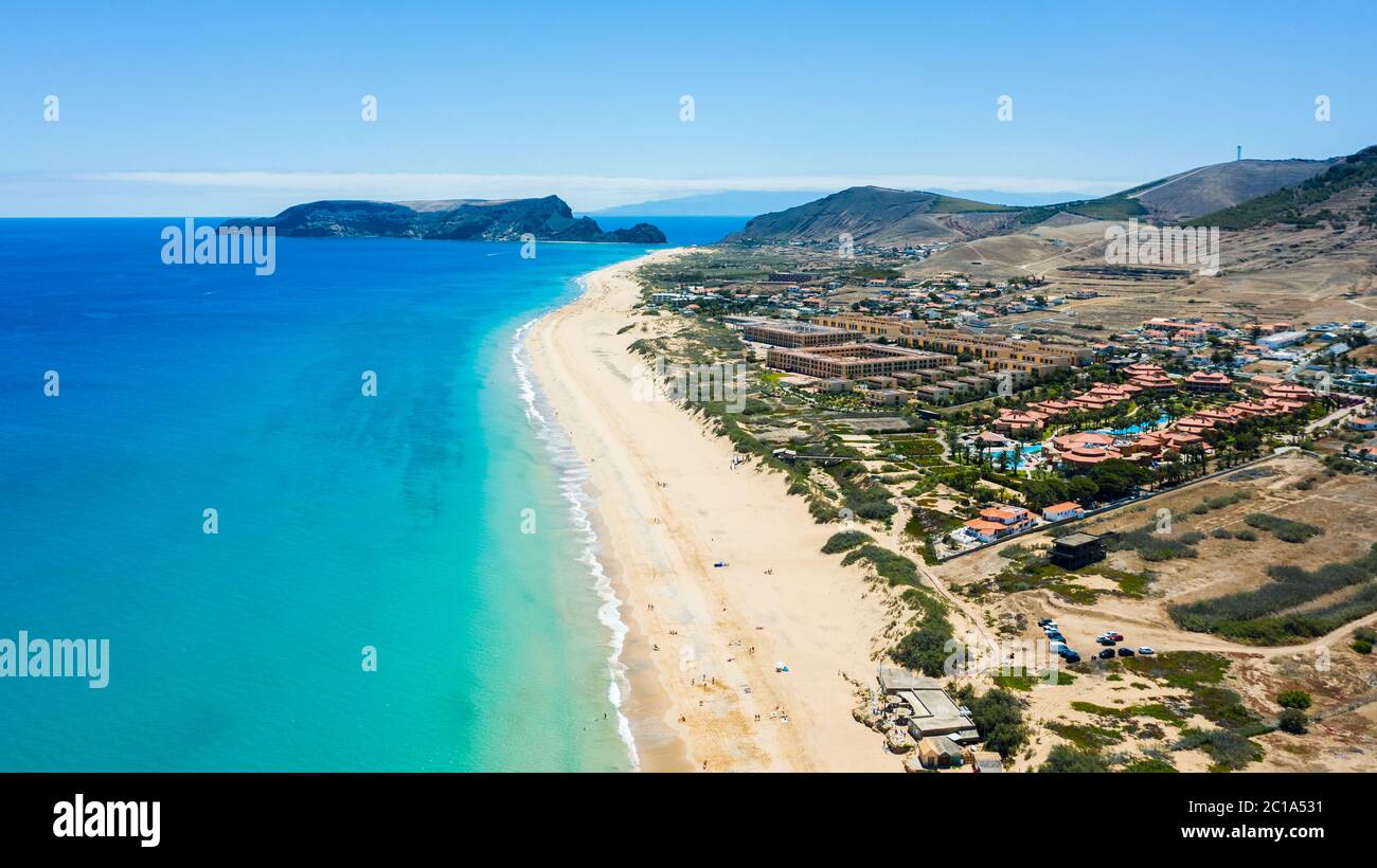 Vue aérienne de Porto Santo Island Island Beach Banque D'Images