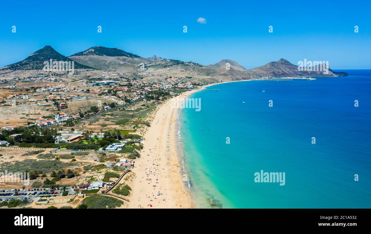 Vue aérienne de Porto Santo Island Island Beach Banque D'Images