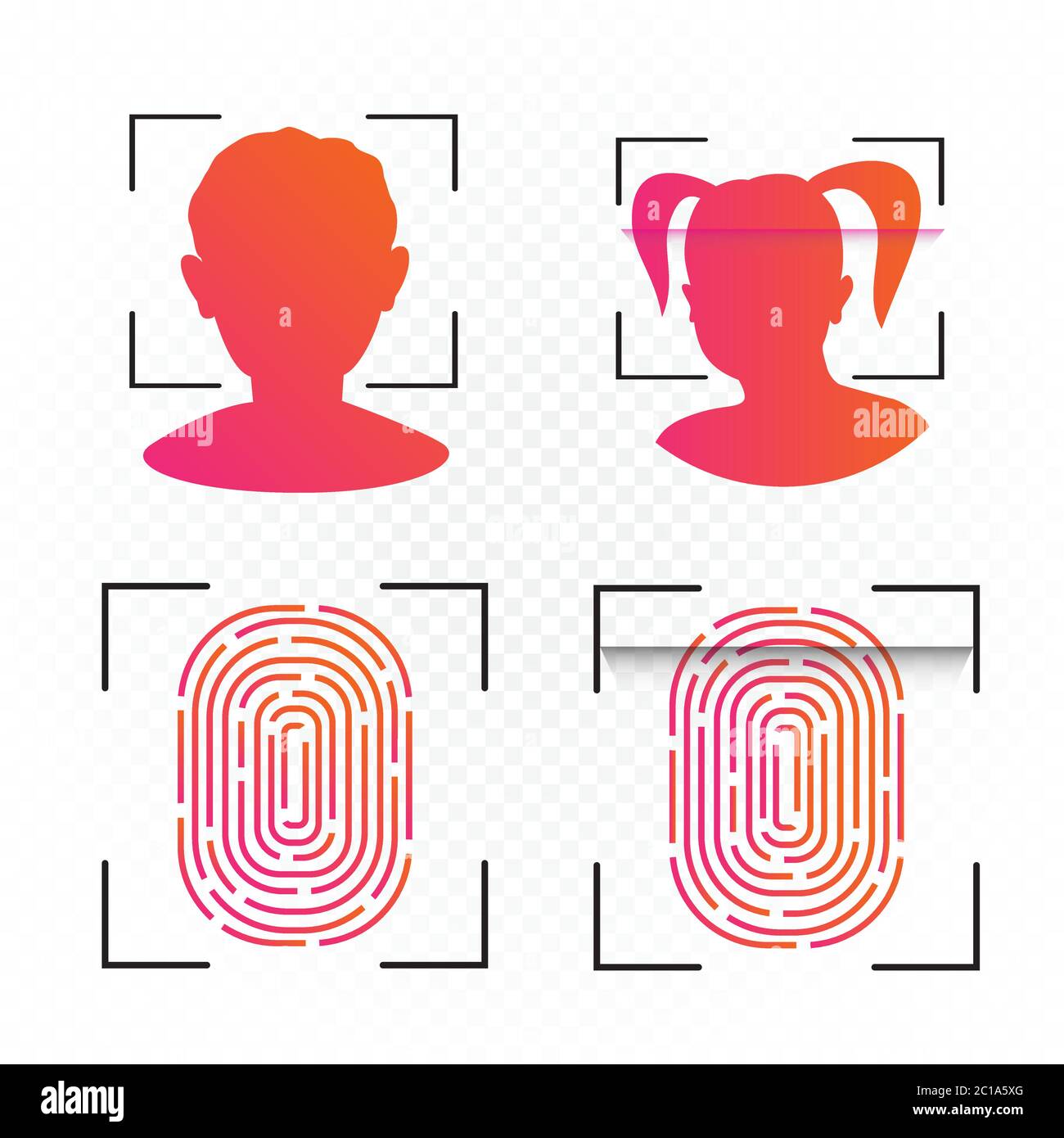 ensemble d'affiches d'identification de visage et de touche Illustration de Vecteur