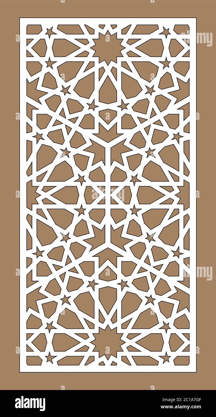 Jeu de panneaux vectoriels décoratifs découpés au laser. Décoration Jali, décor cnc, design intérieur. Découpe laser islamique, arabe. Illustration de Vecteur