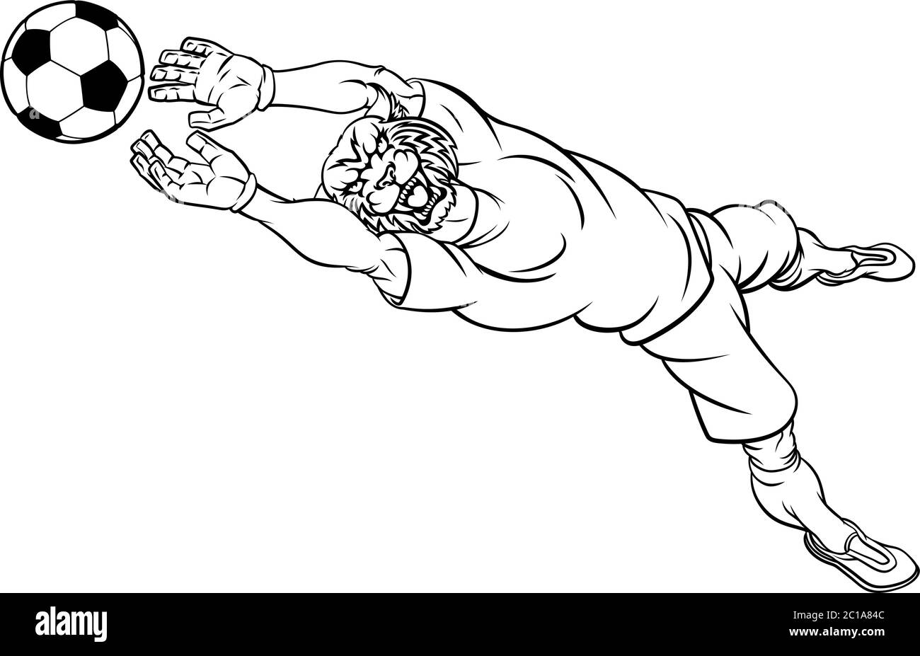 Joueur de football soccer Wildcat Sports Mascot Illustration de Vecteur