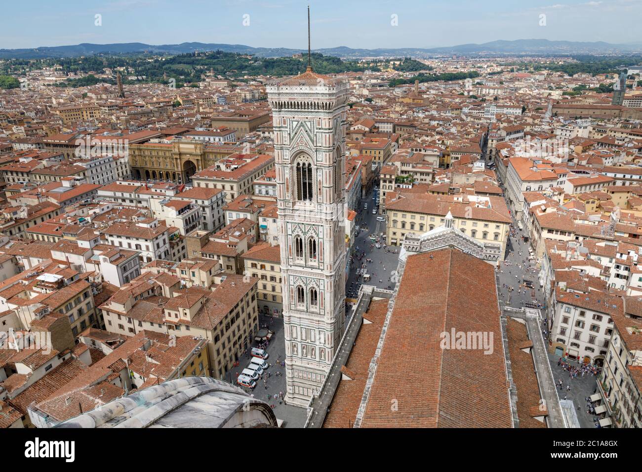 Vue Aérienne Vue panoramique de la ville de Florence et Giotto's Campanile campanile qui fait partie du complexe de la cathédrale de Florence (Cattedrale di Santa Maria de Banque D'Images