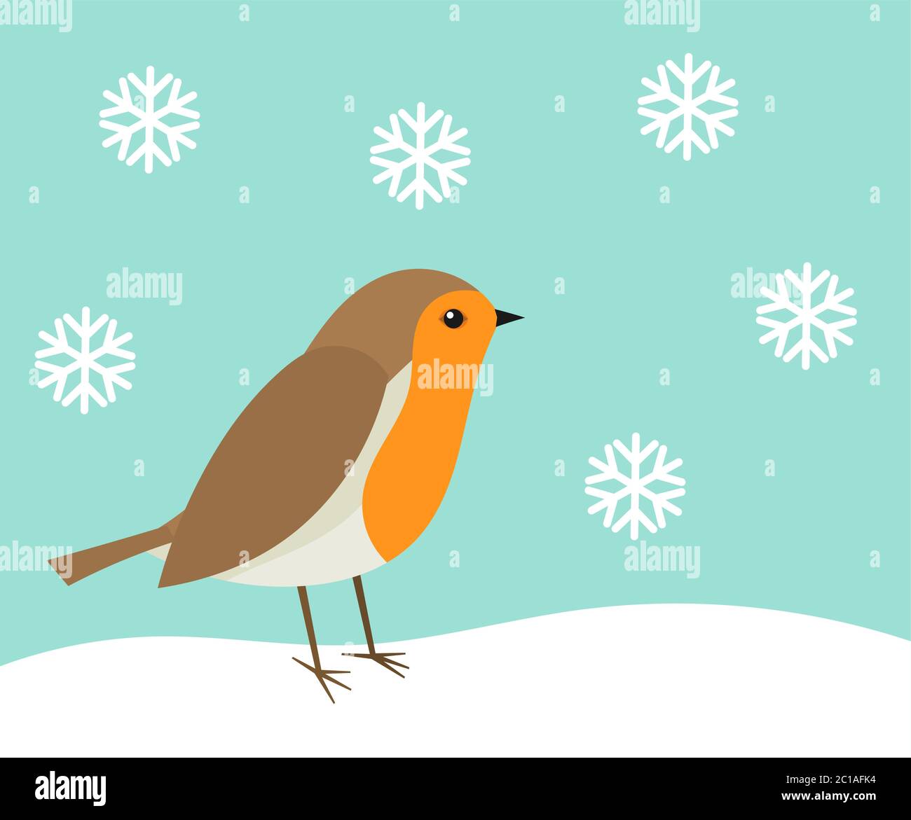 Joli oiseau de robin dans un paysage d'hiver. Illustration vectorielle. Illustration de Vecteur