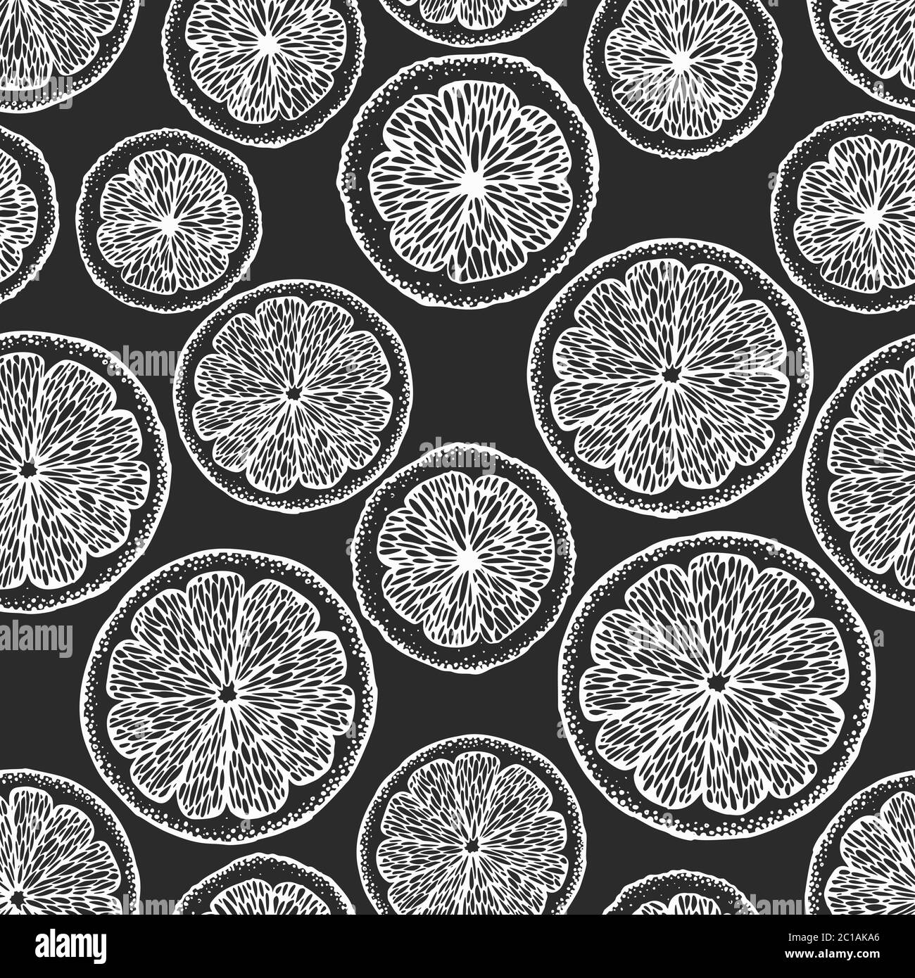 Motif sans coutures aux agrumes dessiné à la main. Illustrations vectorielles d'oranges et de citrons sur tableau à craie. Fond rétro fruit Illustration de Vecteur