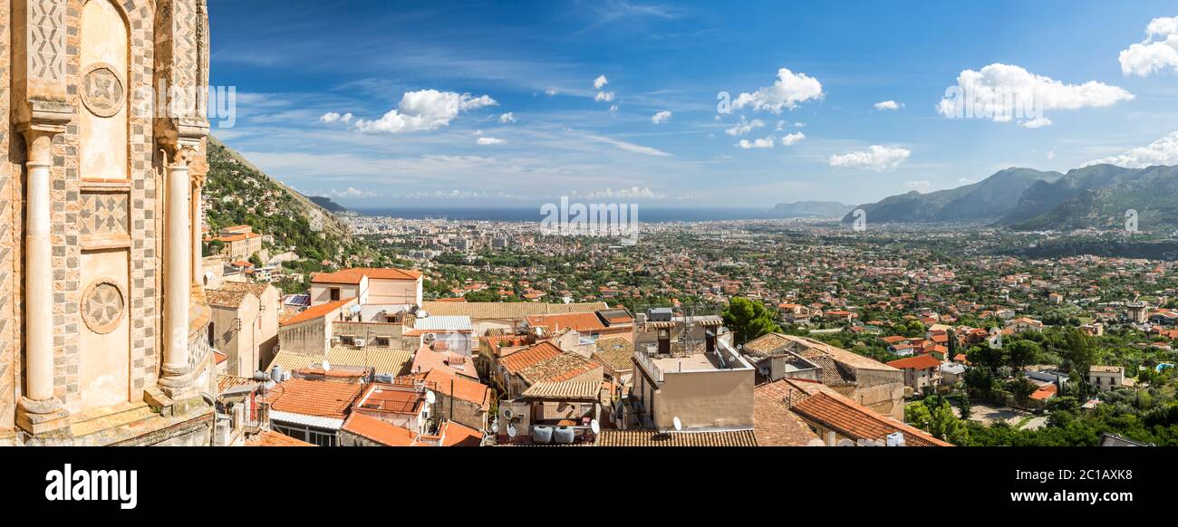 Panorama haute résolution de Palerme sur l'île de Sicile en Italie Banque D'Images