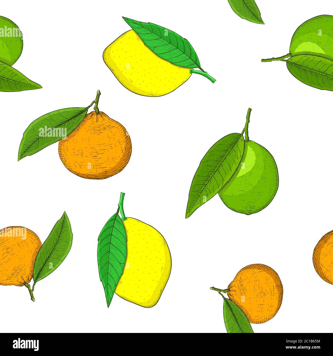 Agrumes - orange, citron vert. Motif sans couture Illustration de Vecteur