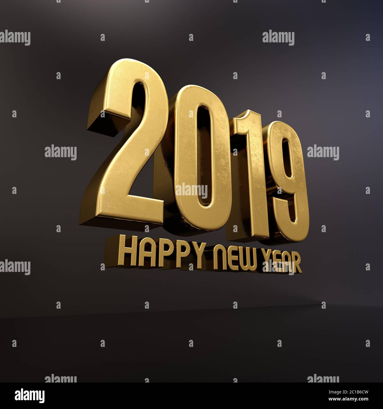 Gold bonne année 2019 texte Banque D'Images