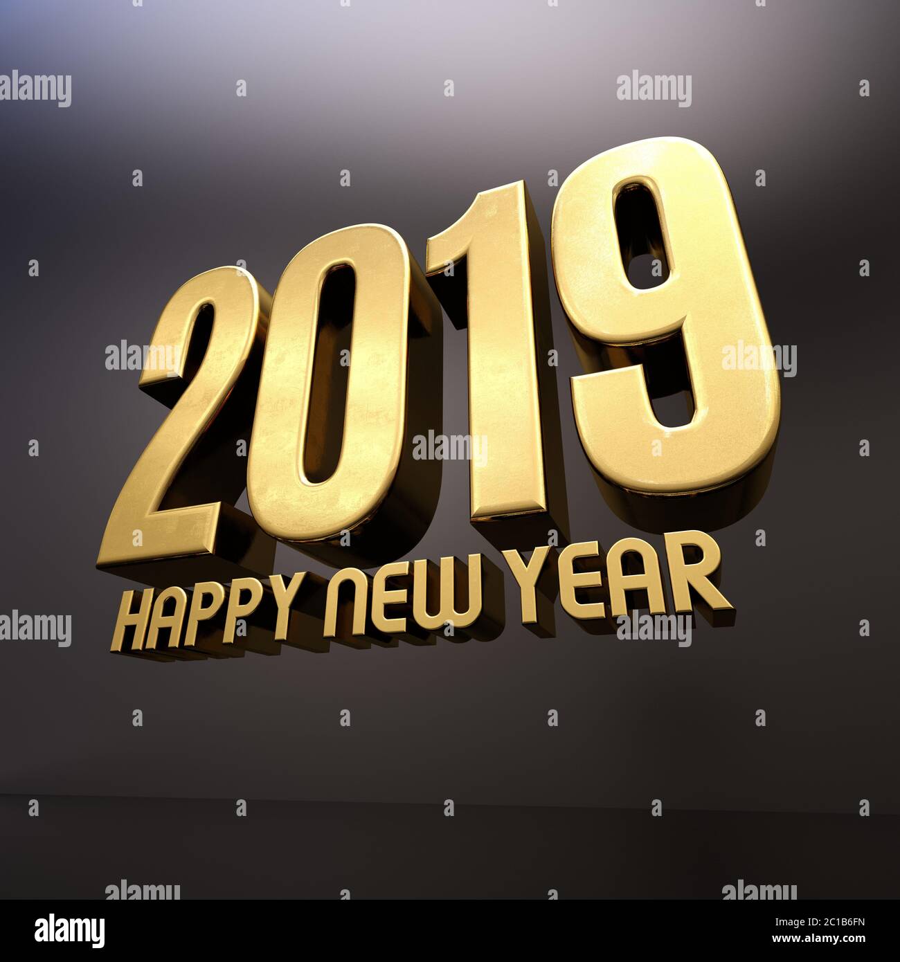 Gold bonne année 2019 texte Banque D'Images