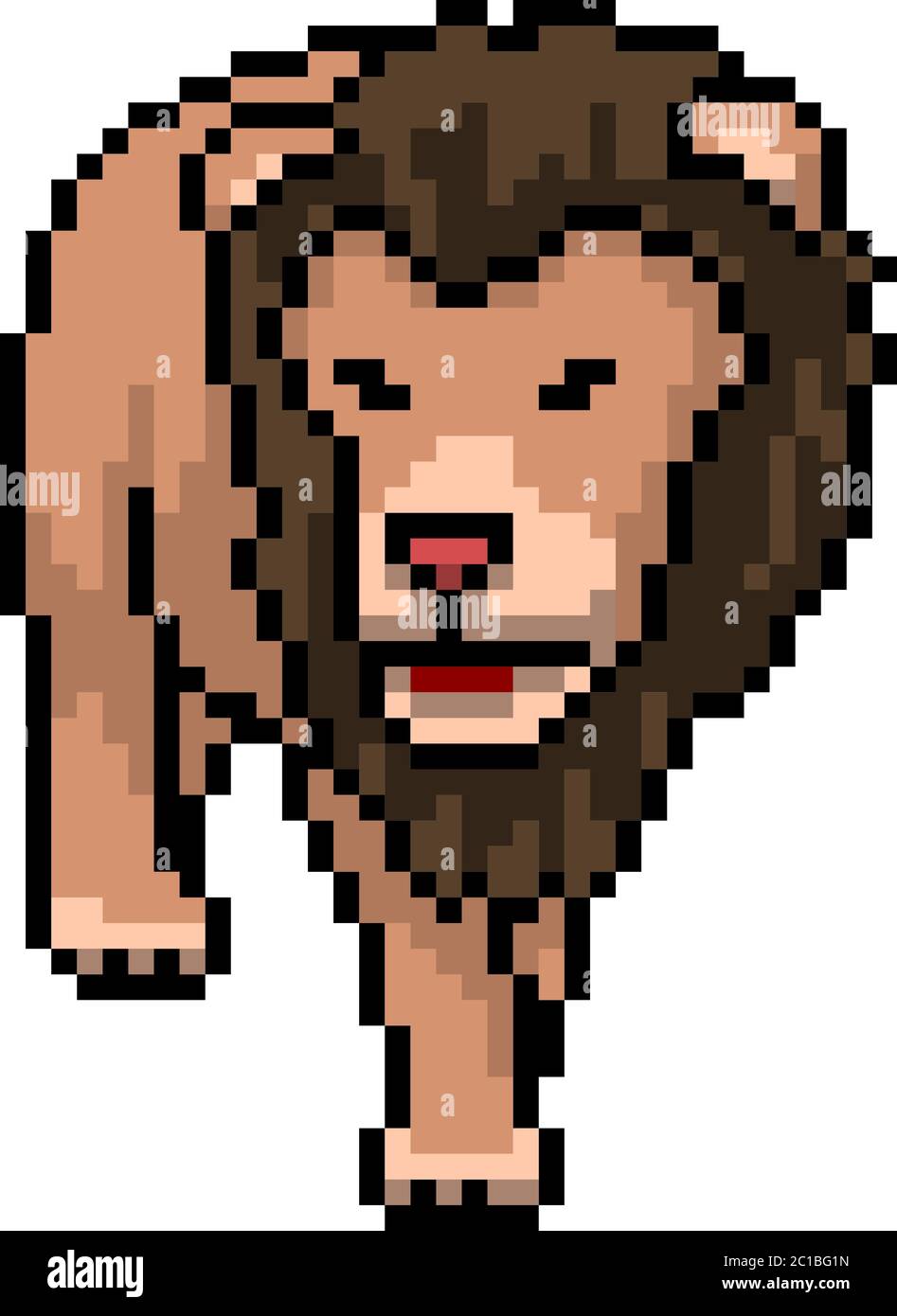 dessin animé isolé de lion d'art de pixel vectoriel Image Vectorielle Stock  - Alamy