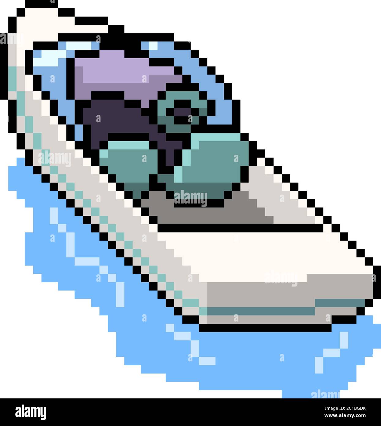 dessin animé isolé de bateau de plage vector pixel art Illustration de Vecteur