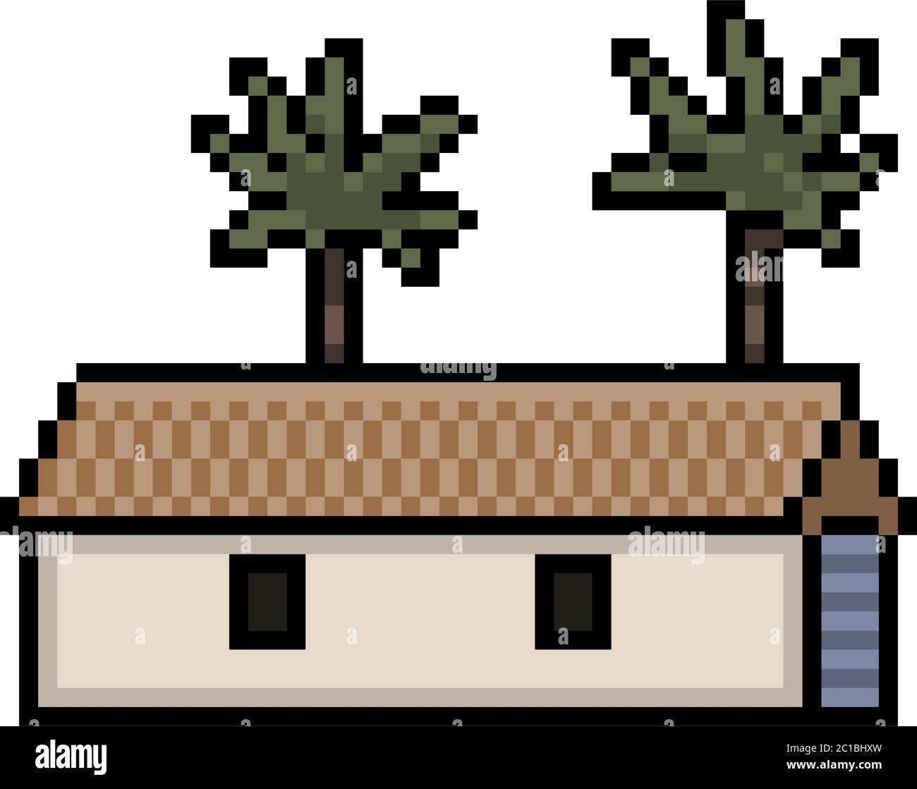 dessin animé isolé de la cabane de plage vector pixel art Illustration de Vecteur