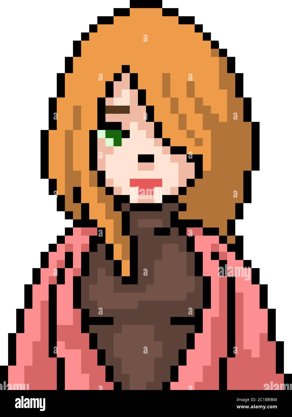 vecteur pixel art anime fille isolé dessin animé Illustration de Vecteur