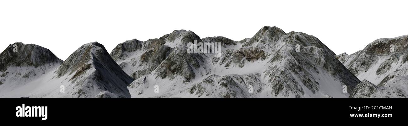 montagnes enneigées - sommets de montagne - séparées sur un fond blanc Banque D'Images