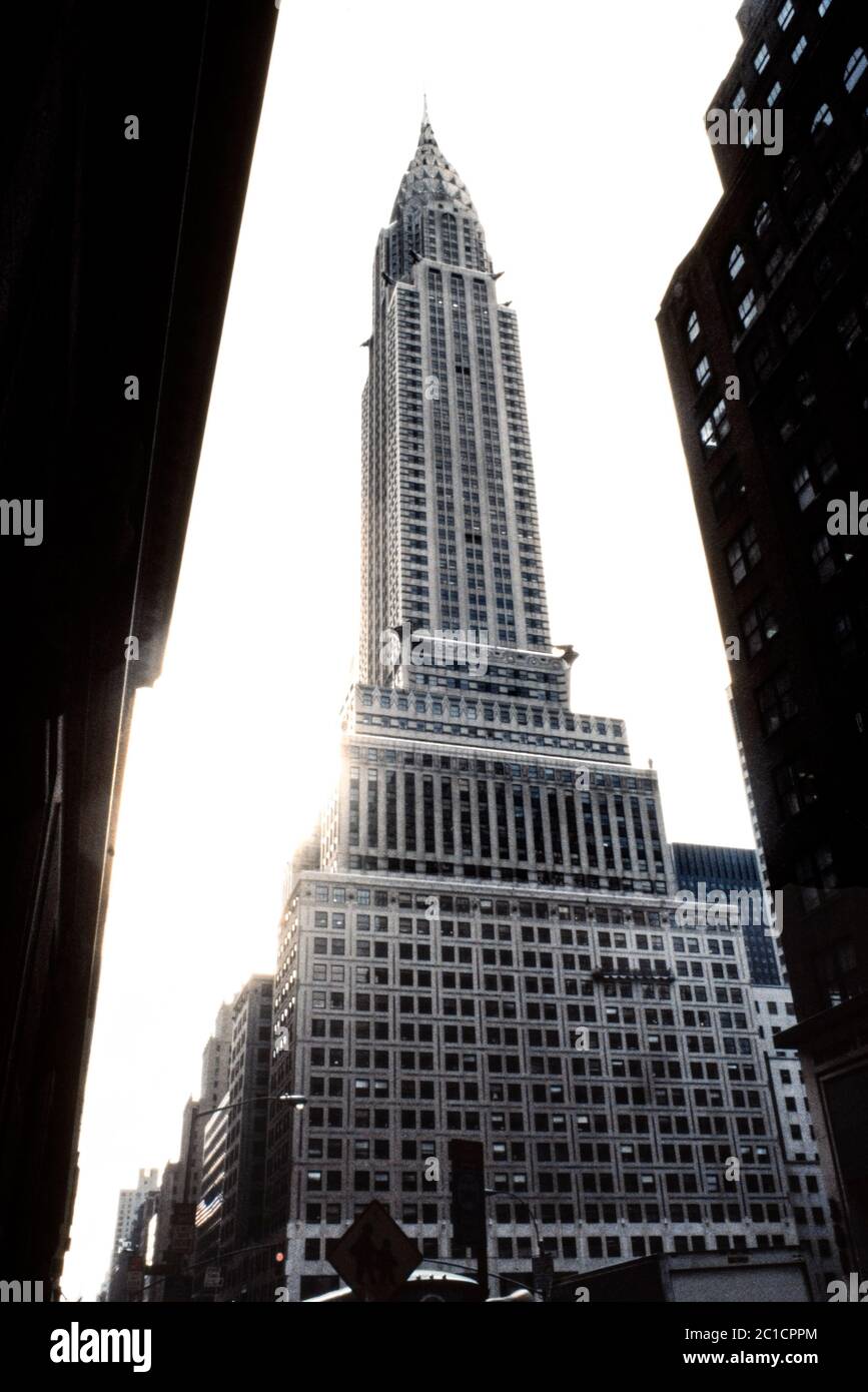 Vue rare du Chrysler Building, vue vers le nord Banque D'Images
