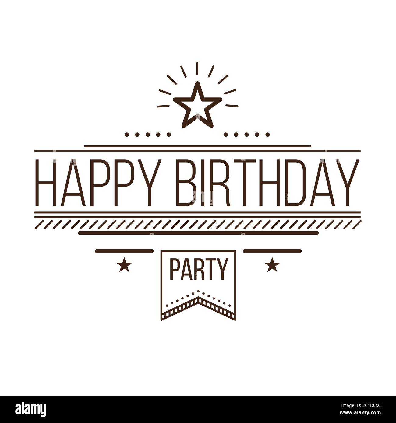 Joyeux Anniversaire Festif Style Retro Moderne Tres Populaire Style Vintage s 60s Affiches Timbres Et Panneaux Monochromes Marron Script Sans Serif Polices T Photo Stock Alamy