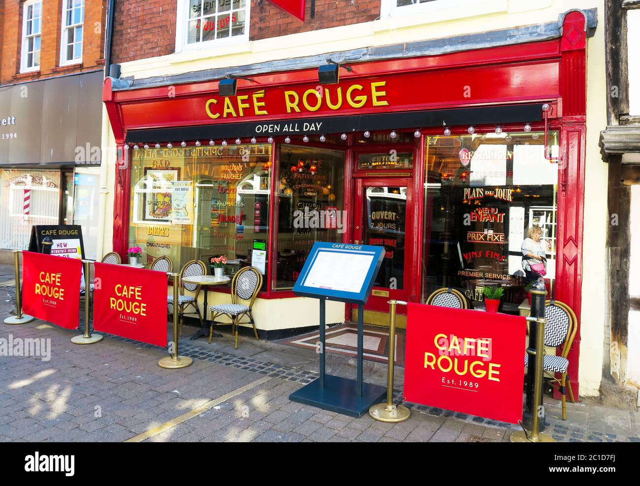 Cafe Rouge à Worcester, Royaume-Uni. Banque D'Images