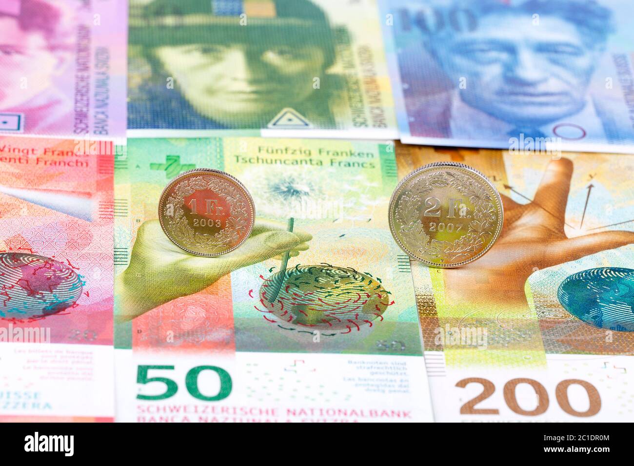 Pièces de Franc suisse Banque D'Images