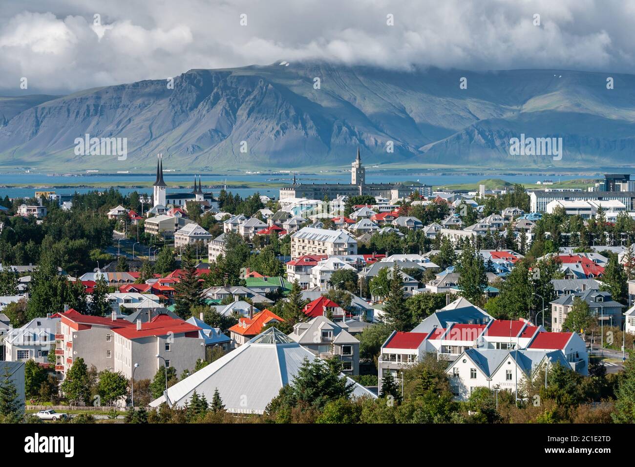 Reykjavik toits colorés Islande capitale Banque D'Images