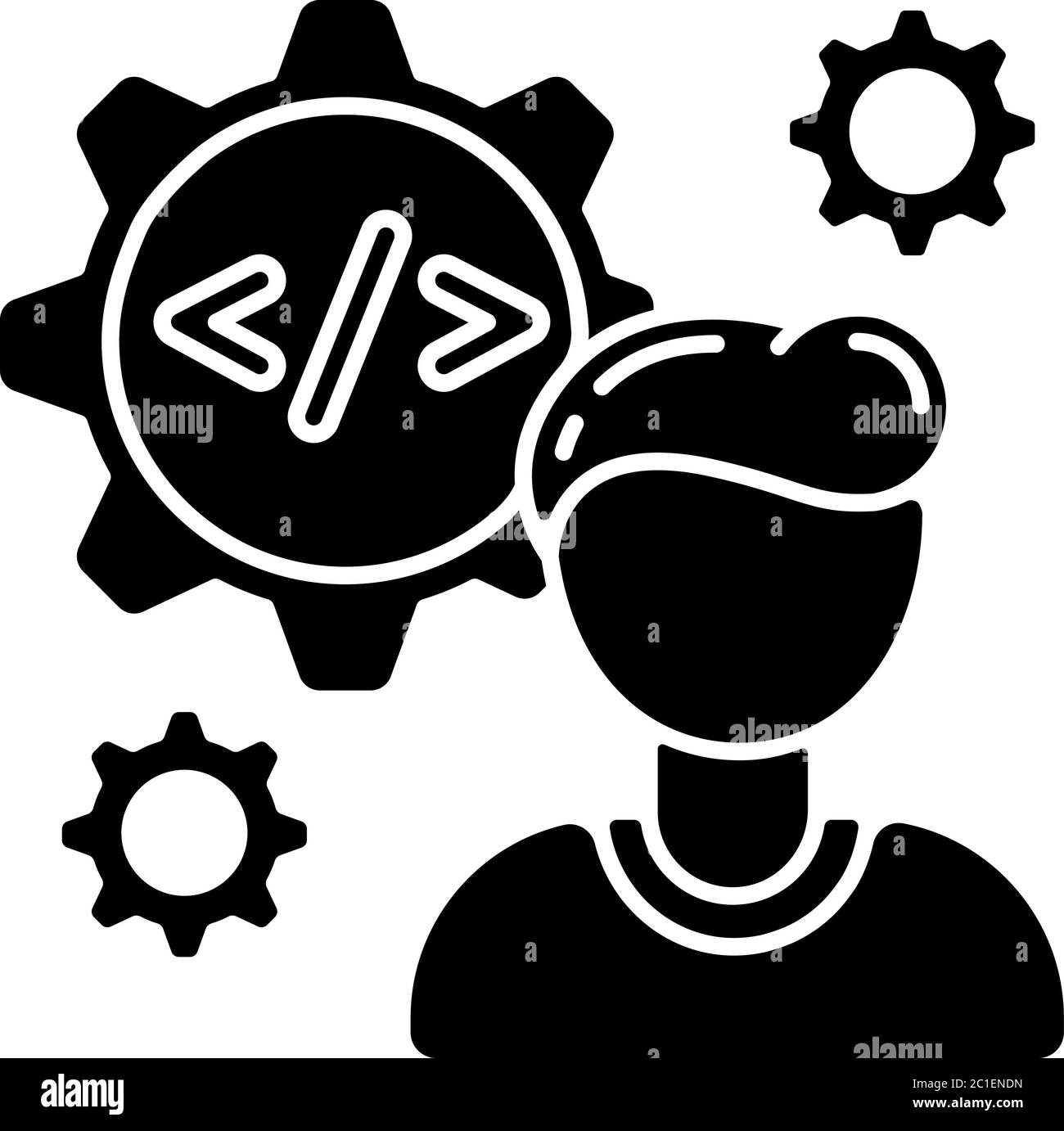 Icône de glyphe noire de l'ingénieur logiciel Illustration de Vecteur