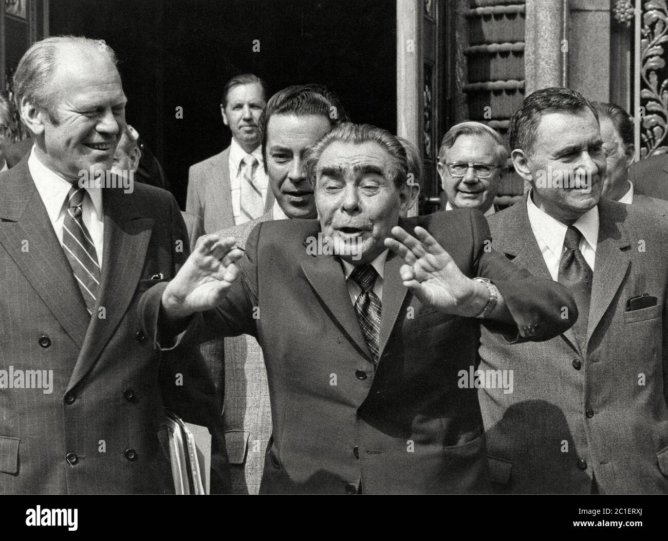 Rencontre de Ford et Brejnev à Helsinki en 1975. Banque D'Images
