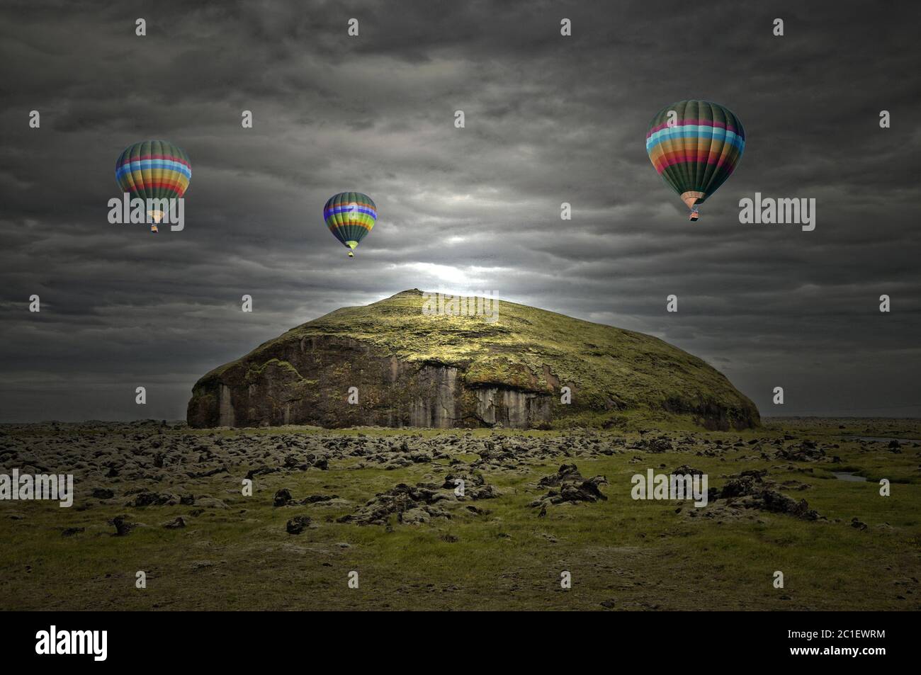 Composition : ballons à une colline Banque D'Images