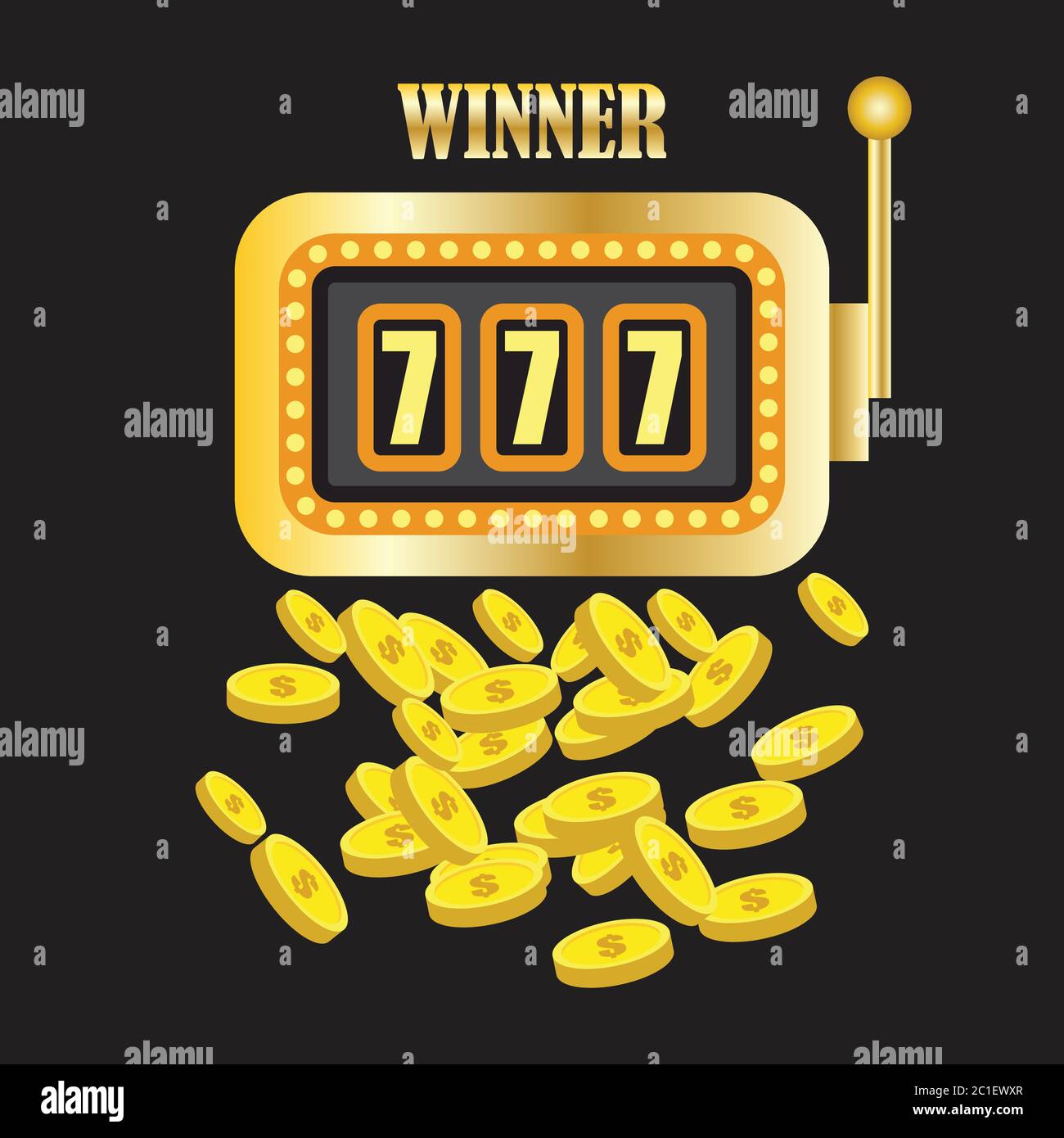 jackpot de la chance de sept dans machine à sous dorée. illustration vectorielle Illustration de Vecteur