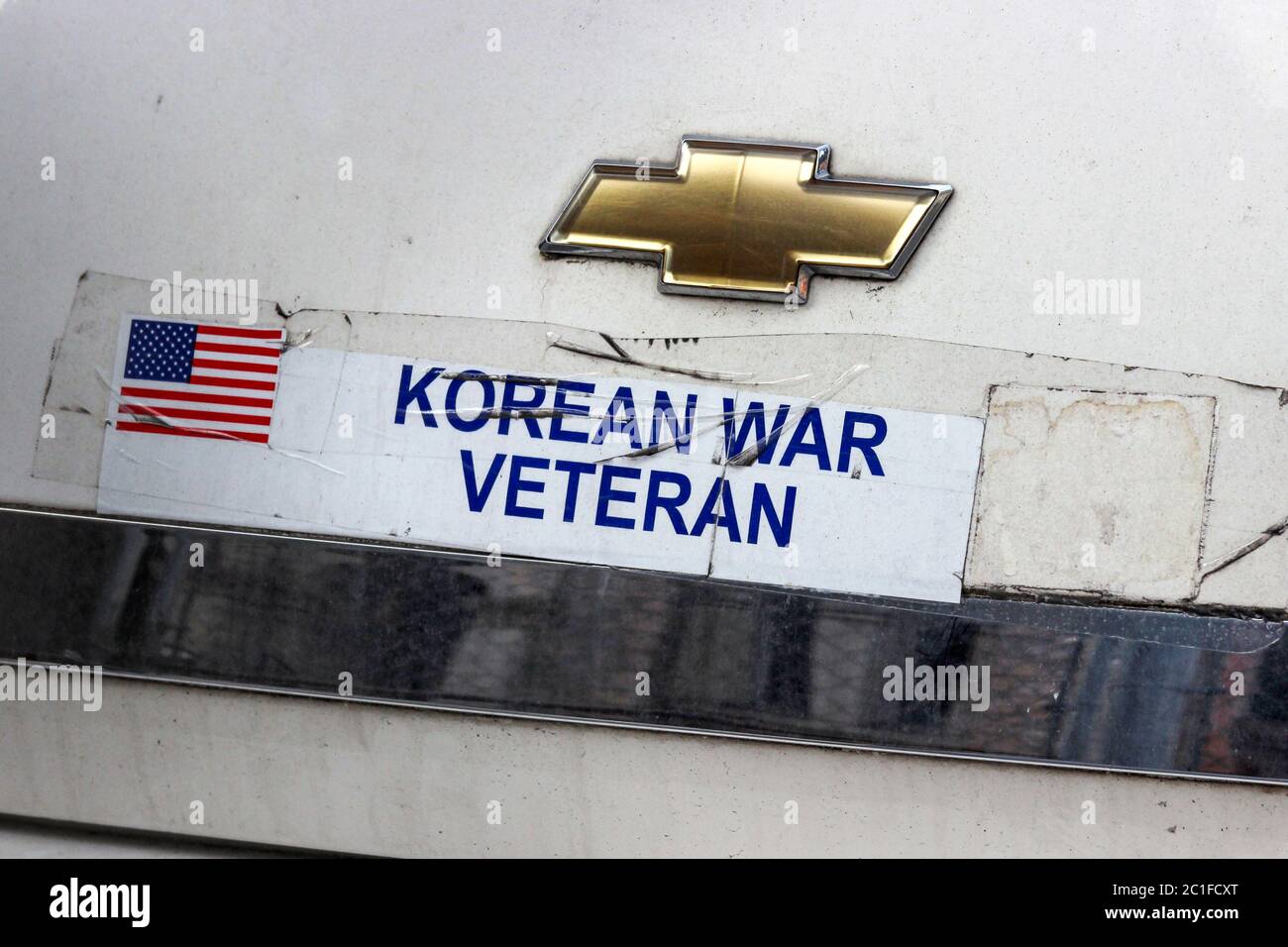 Ancien combattant de la guerre de Corée. Autocollant apposé sur le coffre ou le hayon Chevrolet. États-Unis d'Amérique. Banque D'Images