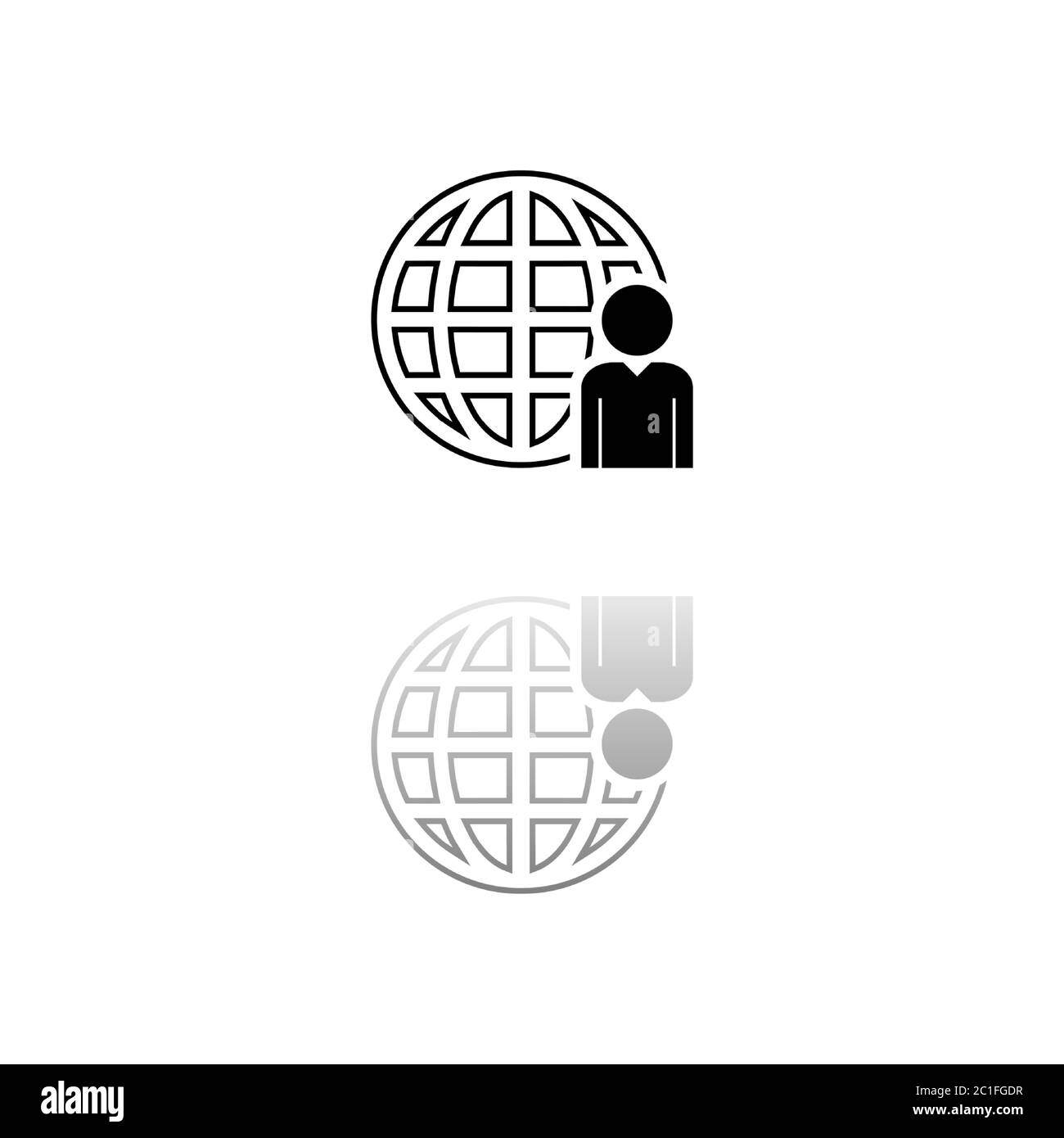 Administrateur réseau. Symbole noir sur fond blanc. Illustration simple. Icône vecteur plat. Ombre de réflexion miroir. Peut être utilisé dans les logos, le Web, les Mo Illustration de Vecteur