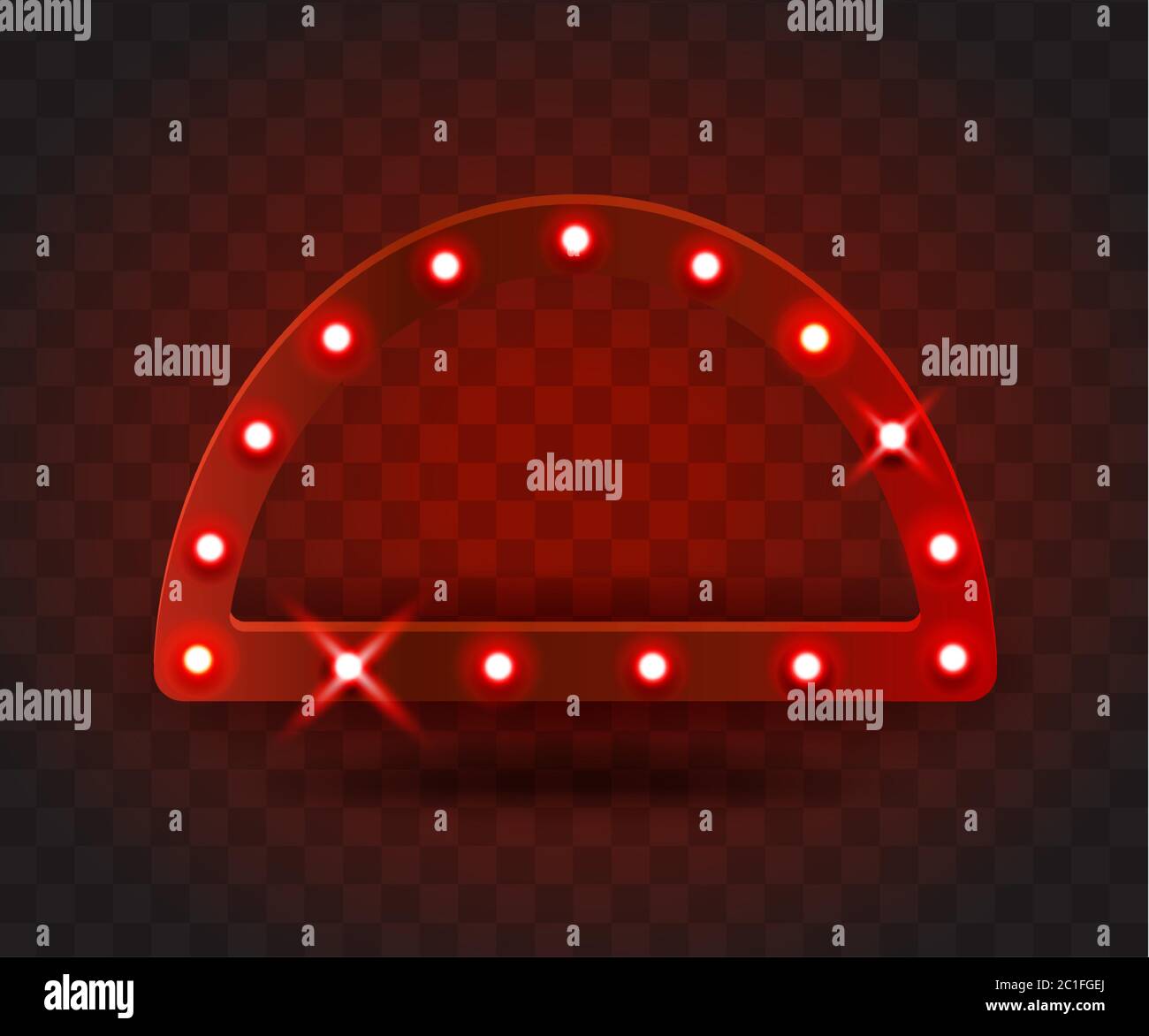 Rétro MONTRER LES signes DE L'arc DE TEMPS illustration vectorielle réaliste. Cadre en arc rouge avec ampoules électriques pour les performances, le cinéma, le divertissement, le casino Illustration de Vecteur