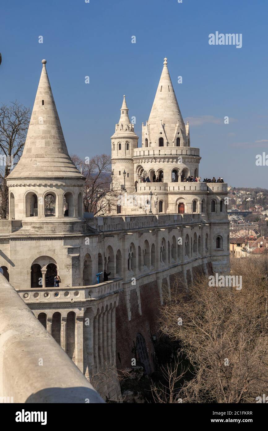 Vue sur le ciel de la ville de Budapest au Fisherman Bastion, Budapest, Hongrie Banque D'Images