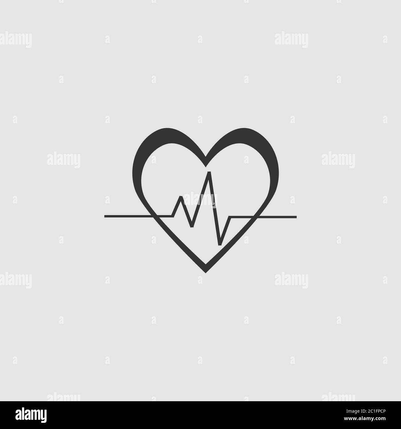 Icône de battement de cœur plate. Pictogramme noir sur fond gris. Symbole d'illustration vectorielle Illustration de Vecteur