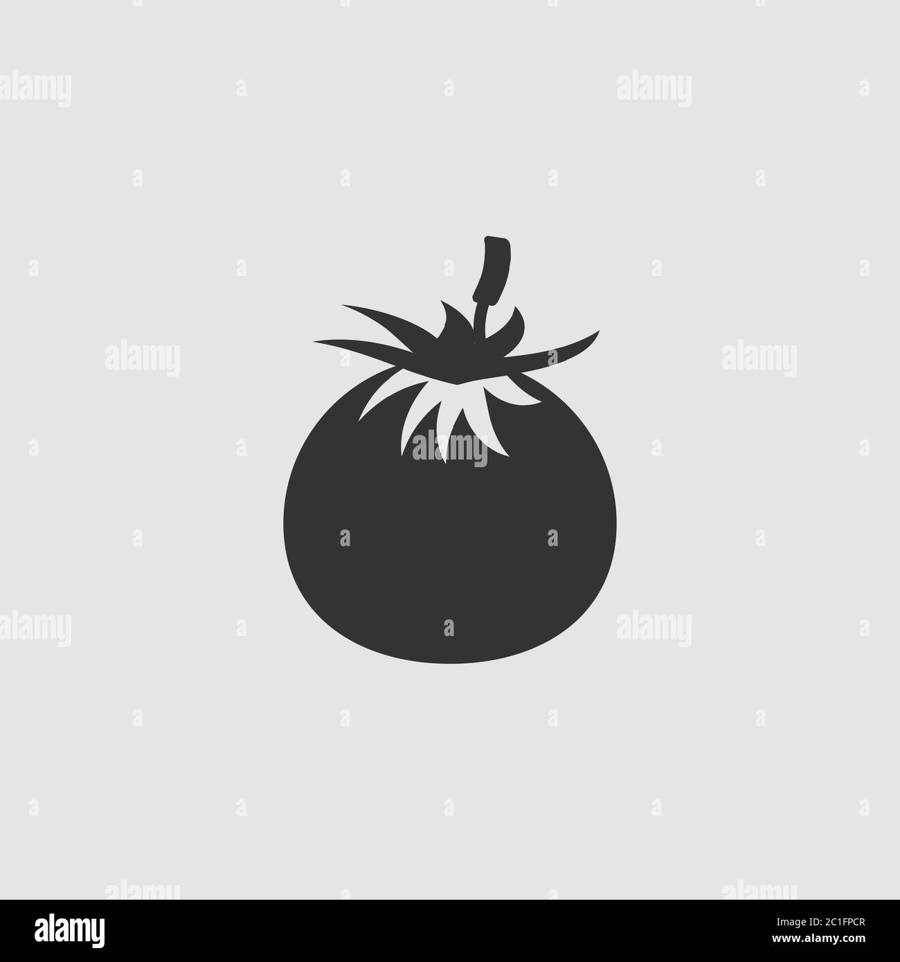 Fruits tomate icône plat. Pictogramme noir sur fond gris. Symbole d'illustration vectorielle Illustration de Vecteur