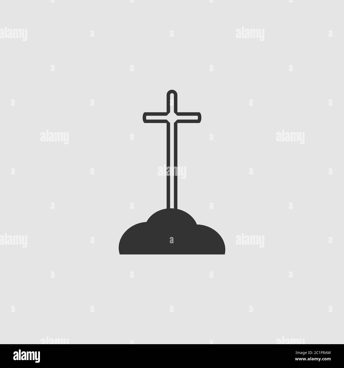 Croix sur la tombe icône plate. Pictogramme noir sur fond gris. Symbole d'illustration vectorielle Illustration de Vecteur