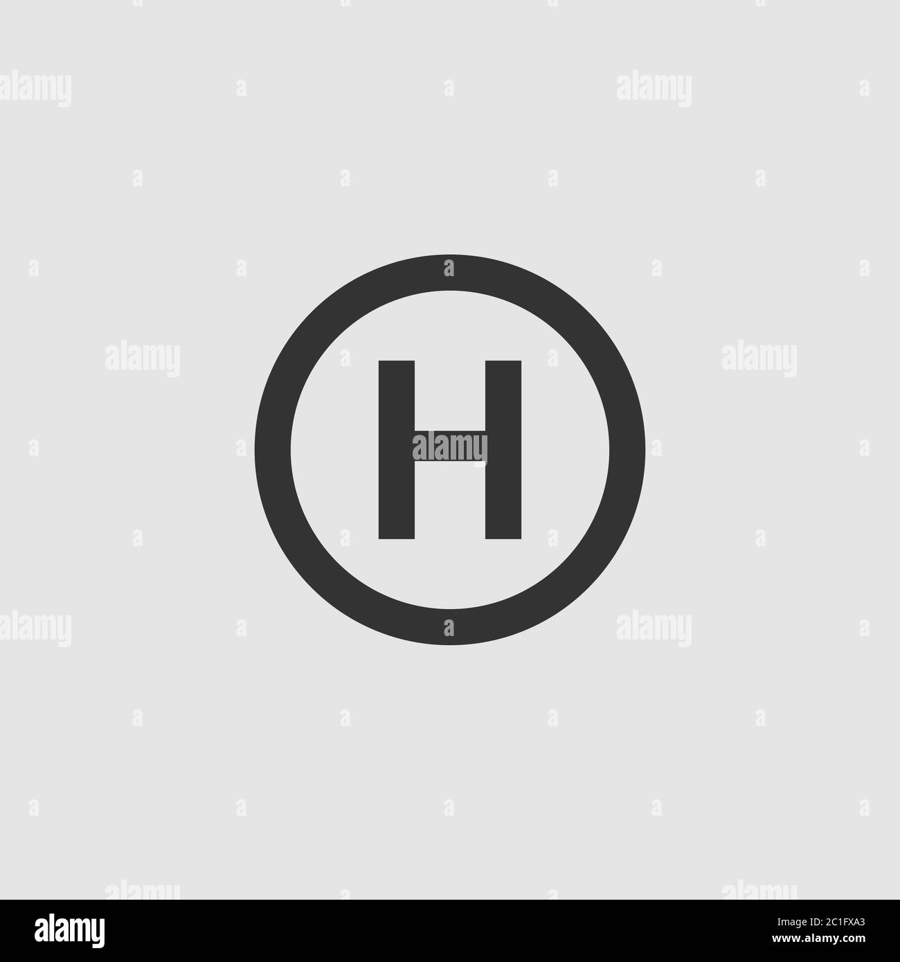 Plate-forme icône d'atterrissage en hélicoptère. Pictogramme noir sur fond gris. Symbole d'illustration vectorielle Illustration de Vecteur