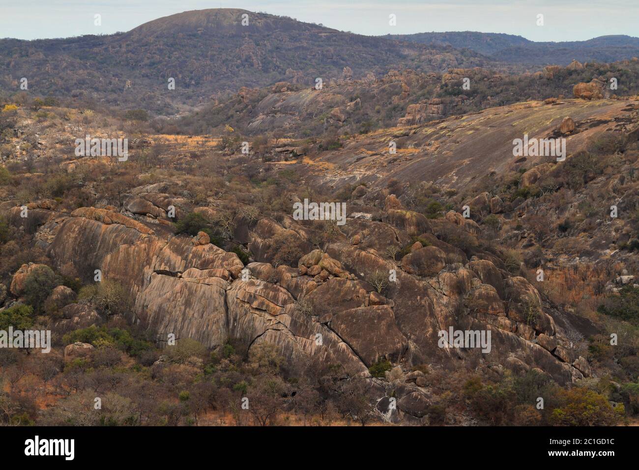 Le paysage du parc national de Matopo au Zimbabwe Banque D'Images