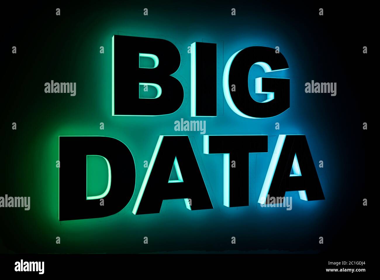 big data word avec néon Banque D'Images