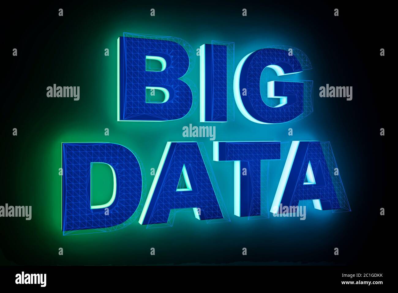 big data word avec néon Banque D'Images