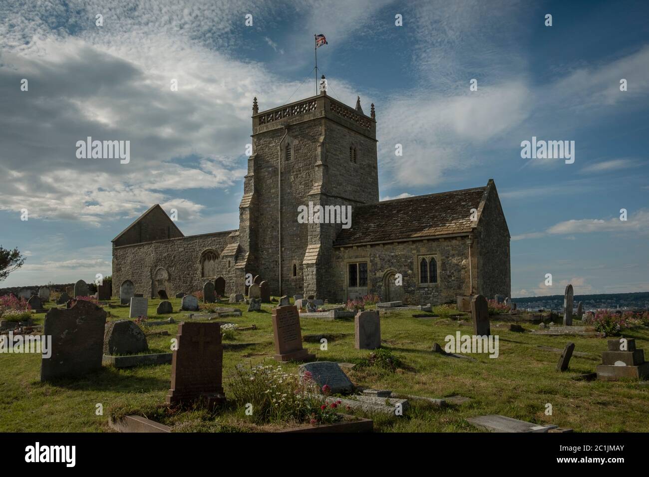 La vieille église de Saint-Nicolas en amont, Weston-Super-Mare, Royaume-Uni, également connue sous le nom d'église sur la colline. Banque D'Images