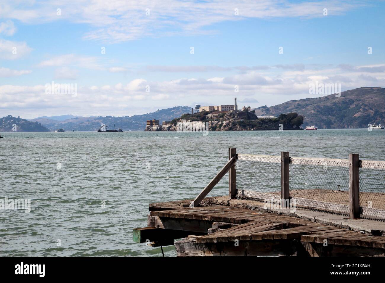 Vue sur San Francisco, la baie de San Francisco, la prison d'Alcatraz Banque D'Images