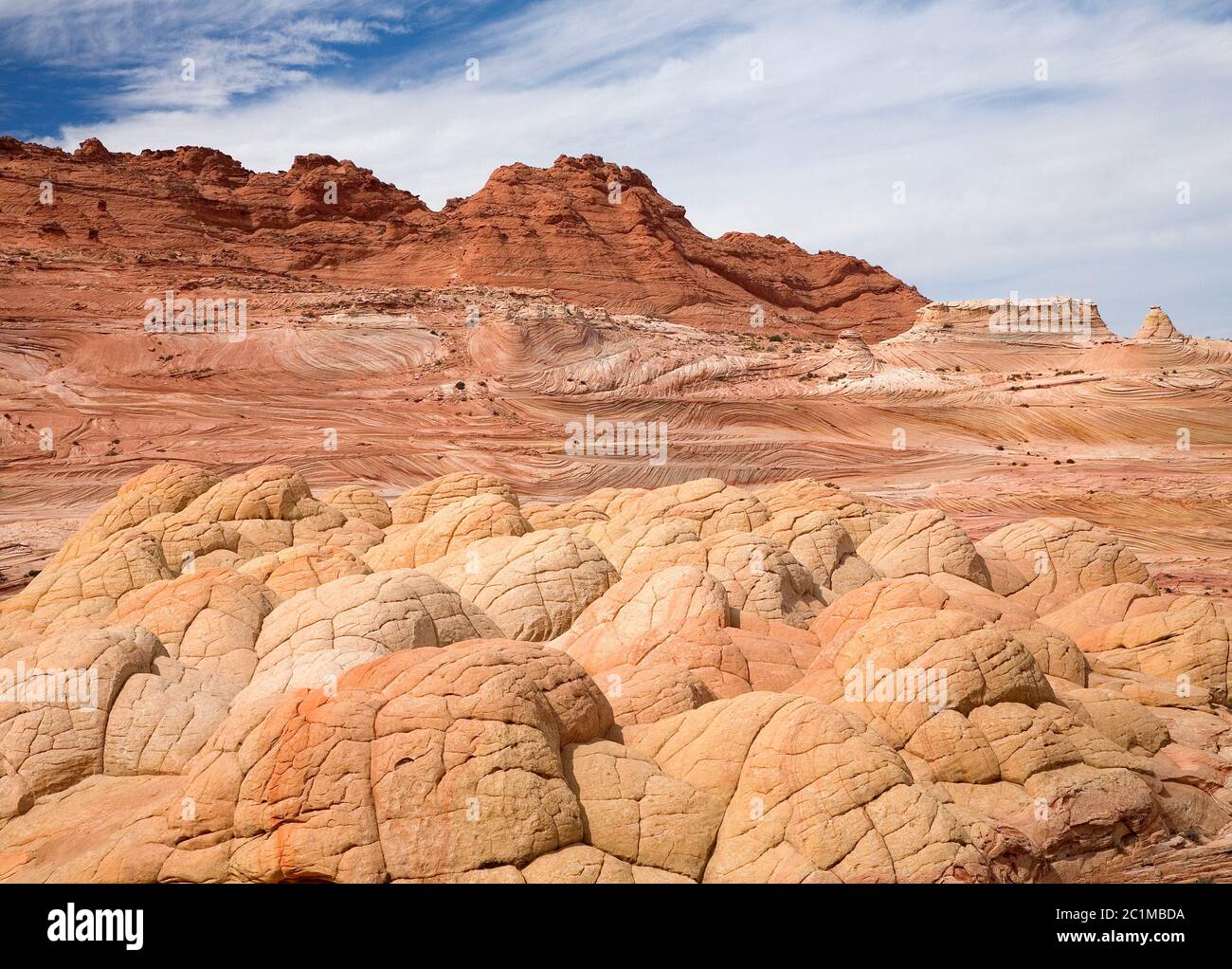 Paysage près de The Wave, North Coyote Buttes, Paria Canyon Vermillion Cliffs Wilderness, Utah, États-Unis Banque D'Images