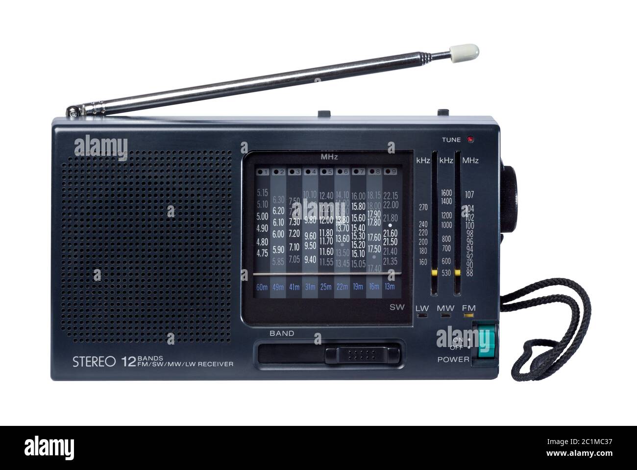 ampli-tuner radio de style 80 s isolé sur fond blanc Banque D'Images