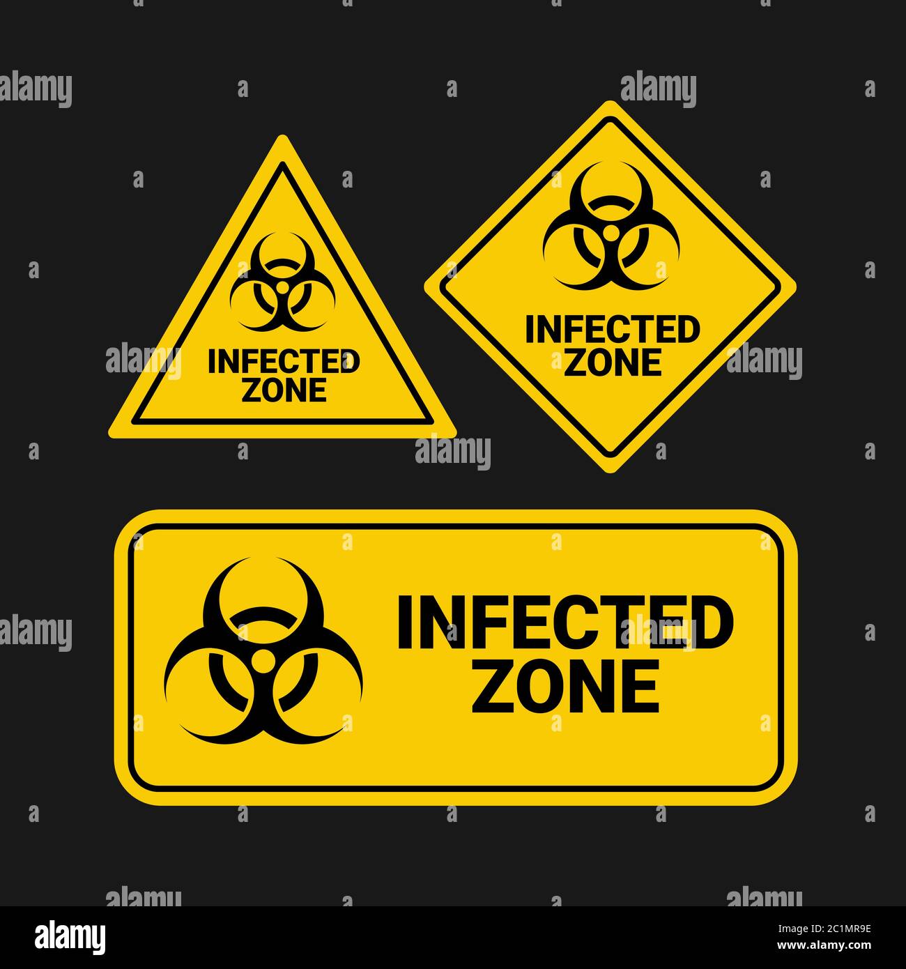 Illustration vectorielle d'un panneau interdit entrant dans la zone. Convient aux zones de quarantaine de la pandémie du virus corona Illustration de Vecteur
