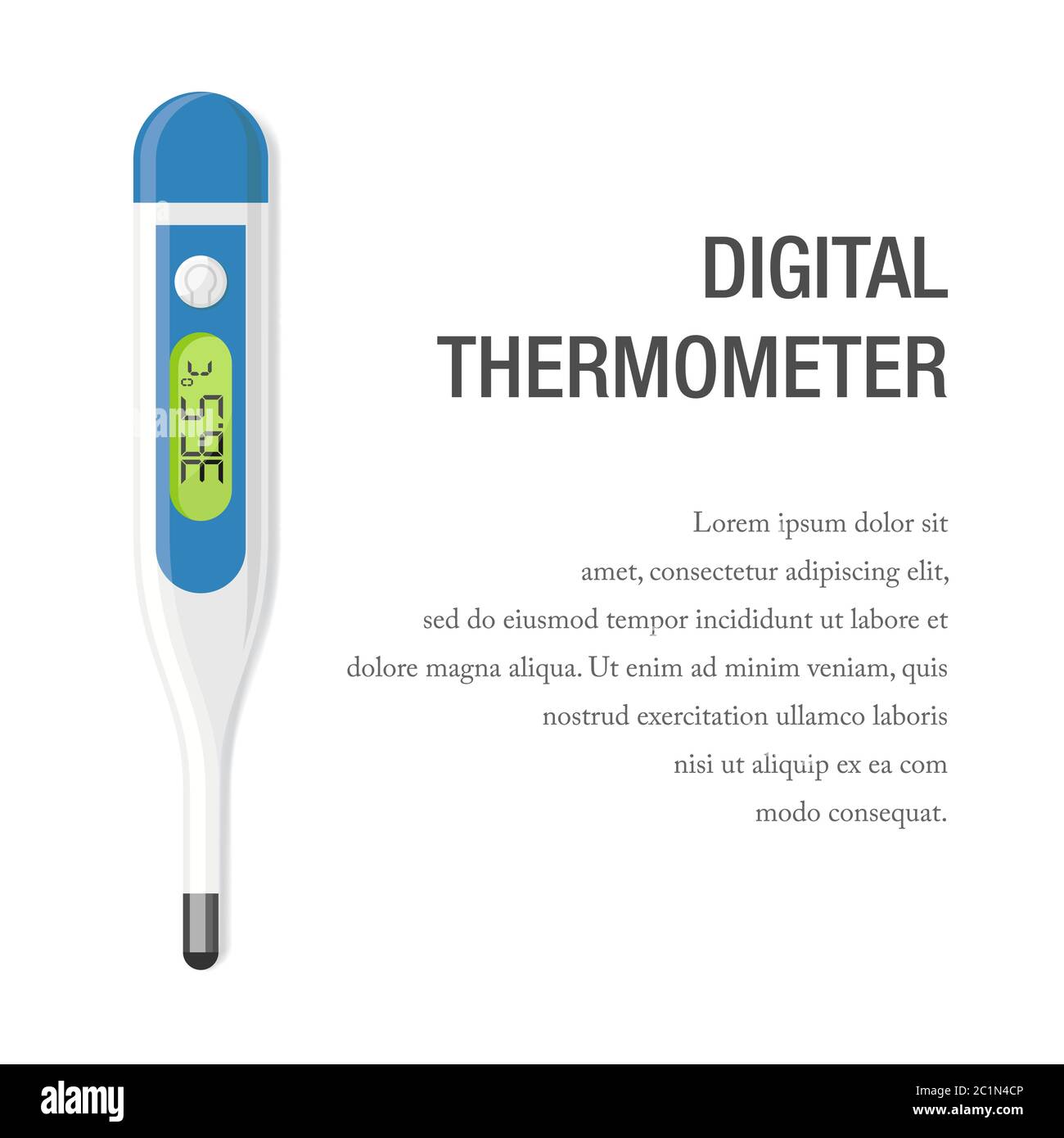 Illustration vectorielle d'un thermomètre numérique. Convient aux éléments de conception d'équipements de santé pour vérifier la température corporelle d'un patient pendant une fièvre. Illustration de Vecteur