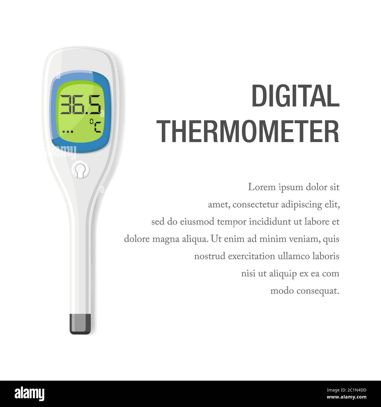 Illustration vectorielle d'un thermomètre numérique. Convient aux éléments  de conception d'équipements de santé pour vérifier la température  corporelle d'un patient pendant une fièvre Image Vectorielle Stock - Alamy